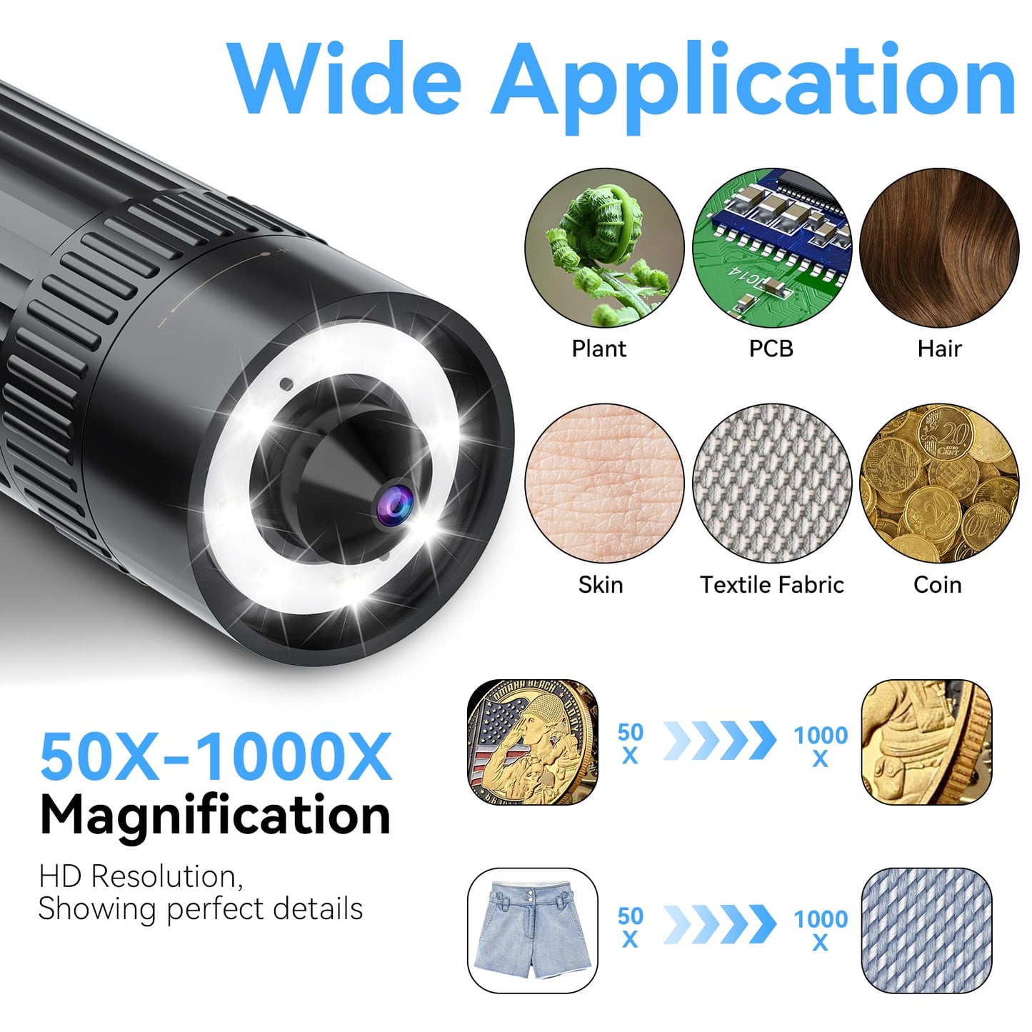 1080p WiFi Digital Microscope | Portable Wireless Inspection & Imaging Tool