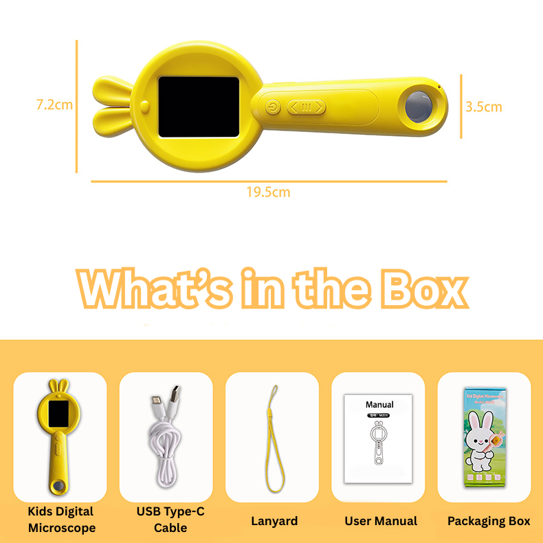 2025 Kids Digital Microscope with 2.0″ IPS Screen – Educational Science Toy for Learning & Exploration