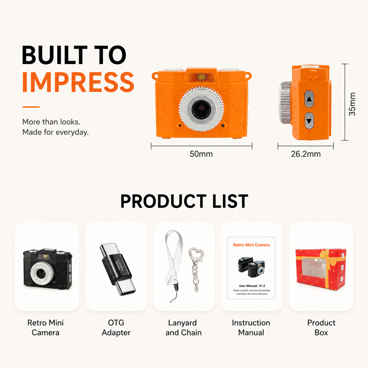 M205 Portable Vintage Mini Camera - 1.47" IPS Screen Retro Digital Camera
