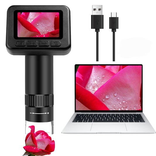 Coin Microscope for Kids Adults, 2.0 inch LCD Screen Video Microscope with 1000X Magnification, 1080P USB Microscope Camera with 8 LED Lights, PC View, Gift for Children (Win/Mac)