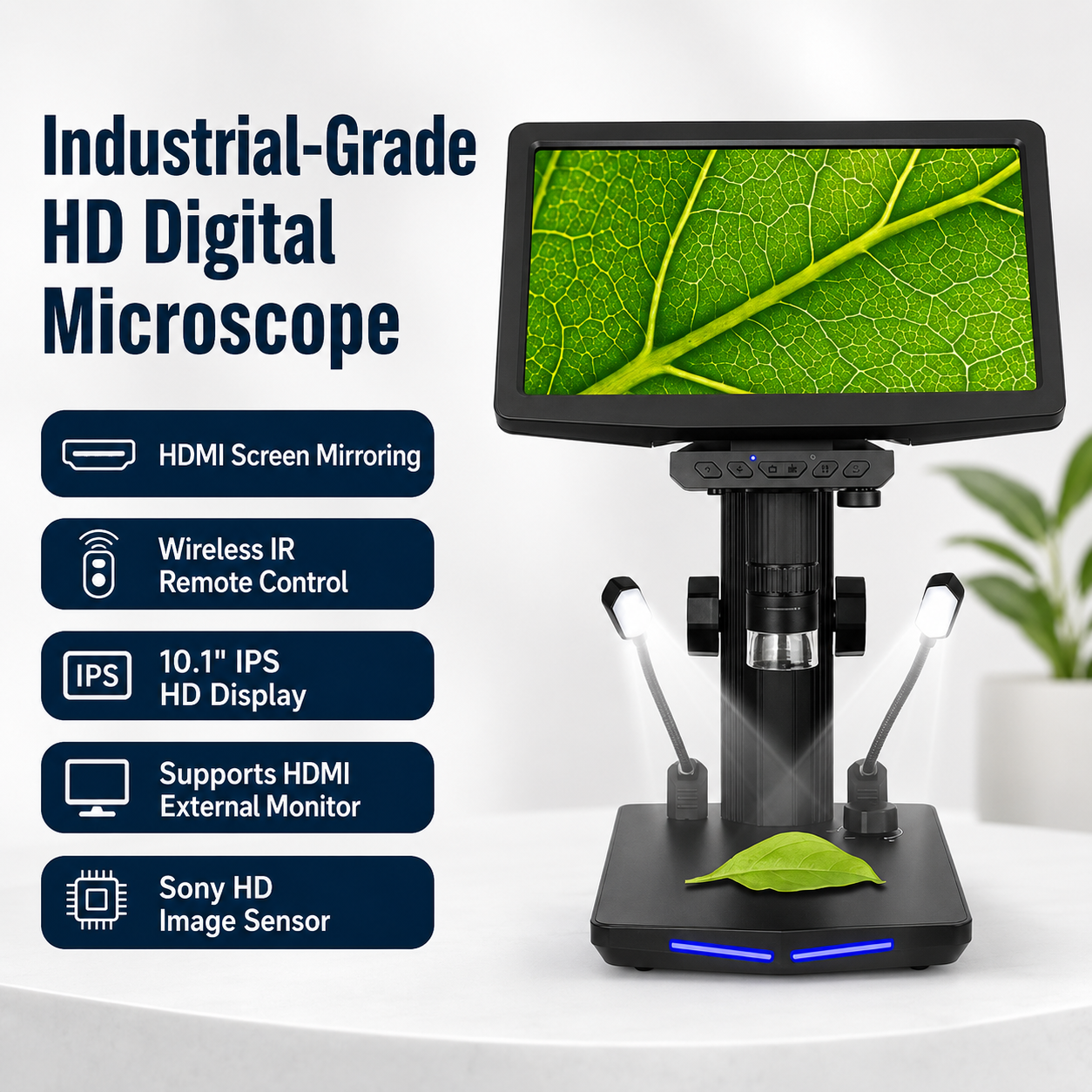 W10-A 10.1" IPS HDMI Digital Microscope for PCB Repair, Soldering & Coin Inspection