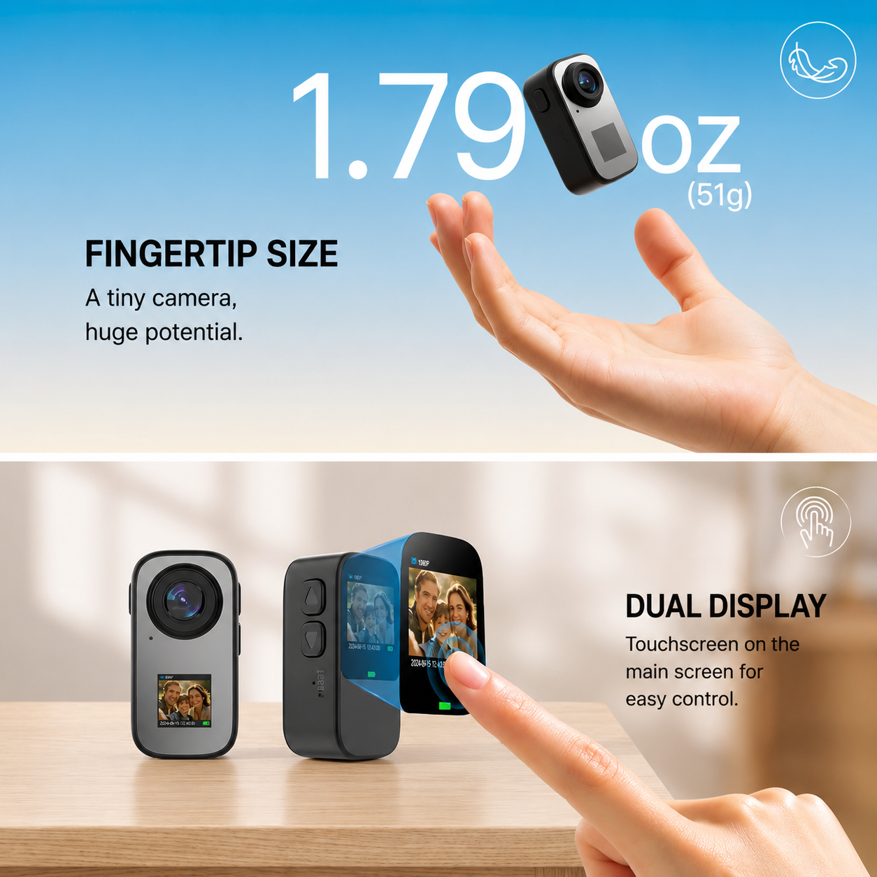2026 NEW Mini Sport Camera & Helmet Cam - Ultra-Lightweight Thumb Action Camera