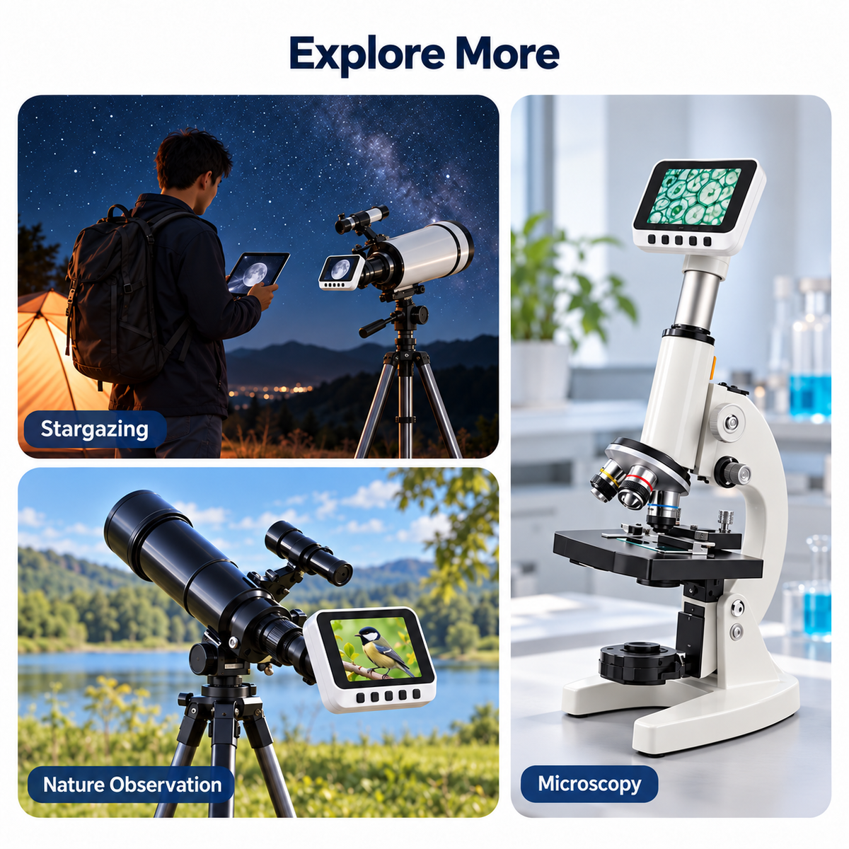 2.8″ Wi-Fi Electronic Eyepiece Camera for Microscopes & Telescopes