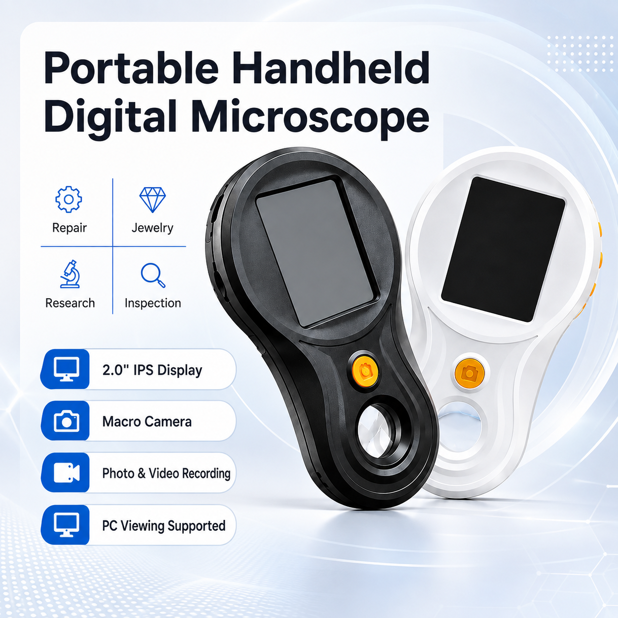 M202 2.0" Handheld Digital Microscope with White & Violet LED Light