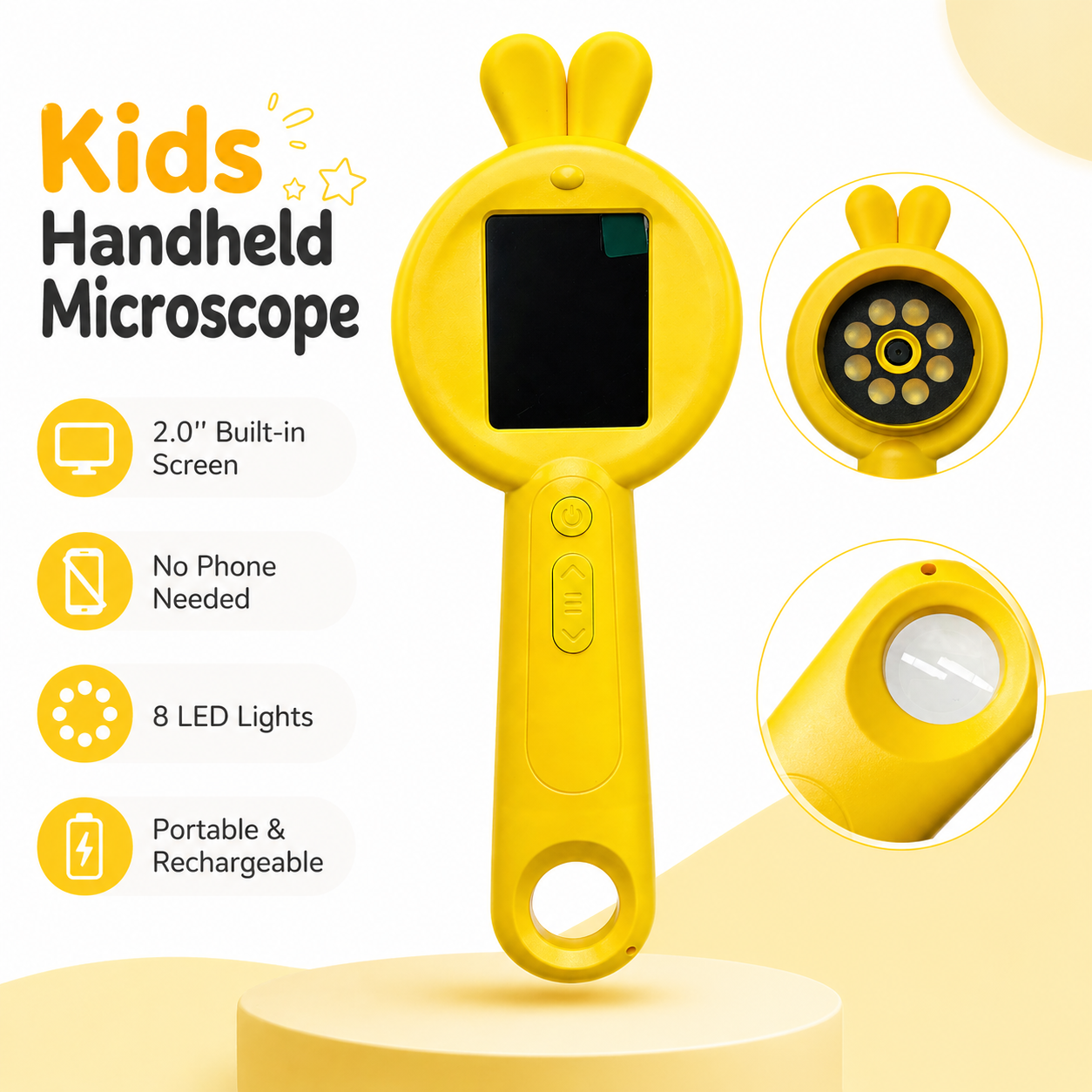 2026 Kids Digital Microscope with 2" IPS Screen | STEM Learning Toy
