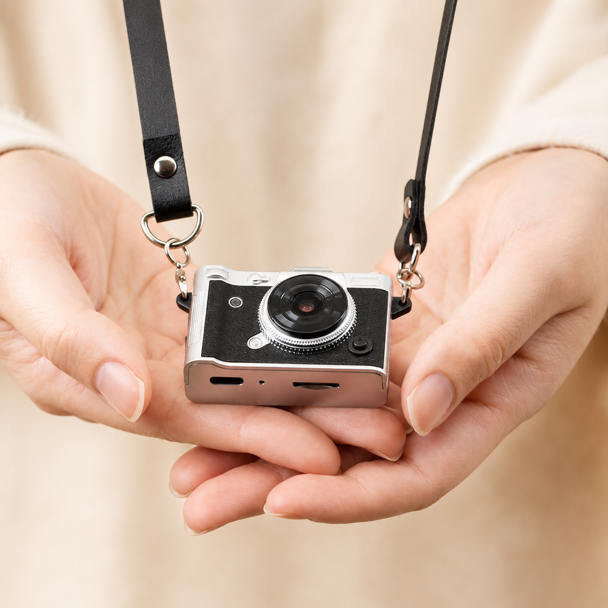 2K Mini Retro Digital Camera with Flash, Vintage Filters & Keychain Design