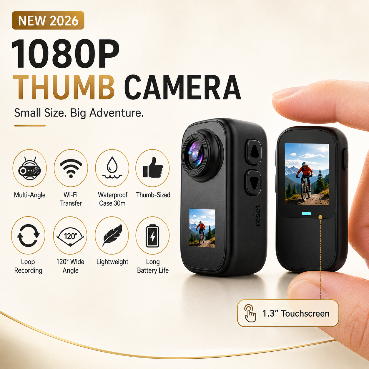 2026 NEW Mini Sport Camera & Helmet Cam - Ultra-Lightweight Thumb Action Camera