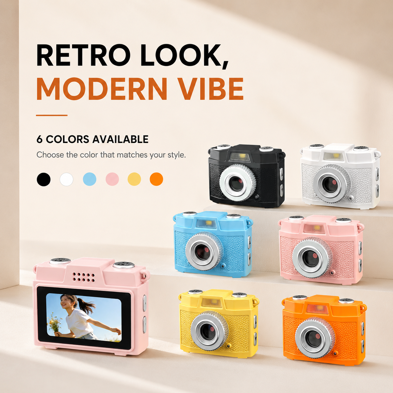 M205 Portable Vintage Mini Camera - 1.47" IPS Screen Retro Digital Camera