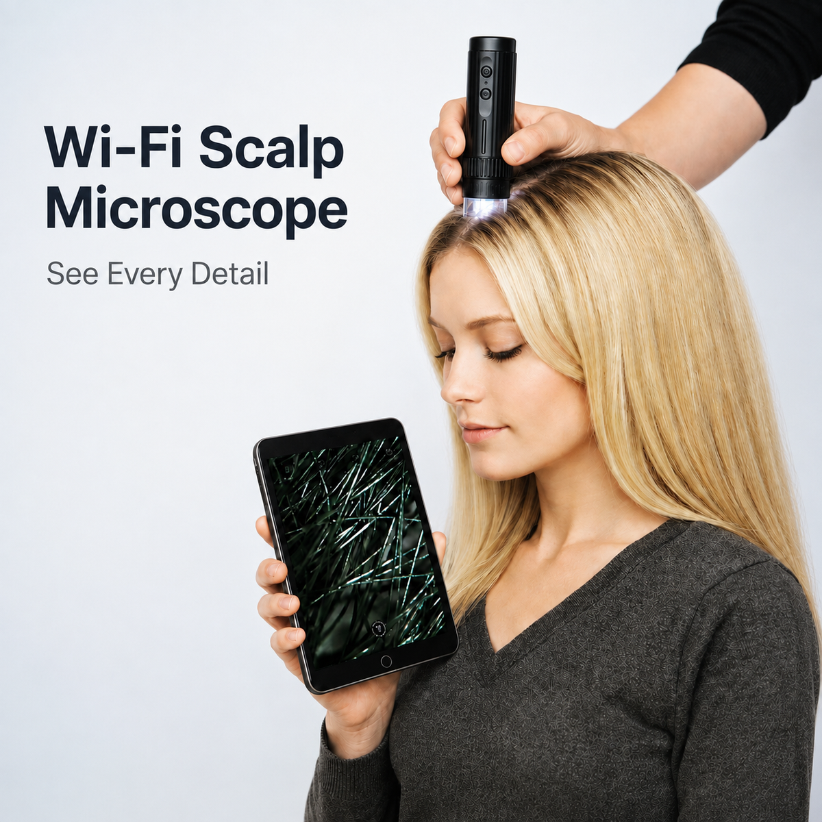 1080P WiFi Scalp & Skin Microscope for Beauty Consultation