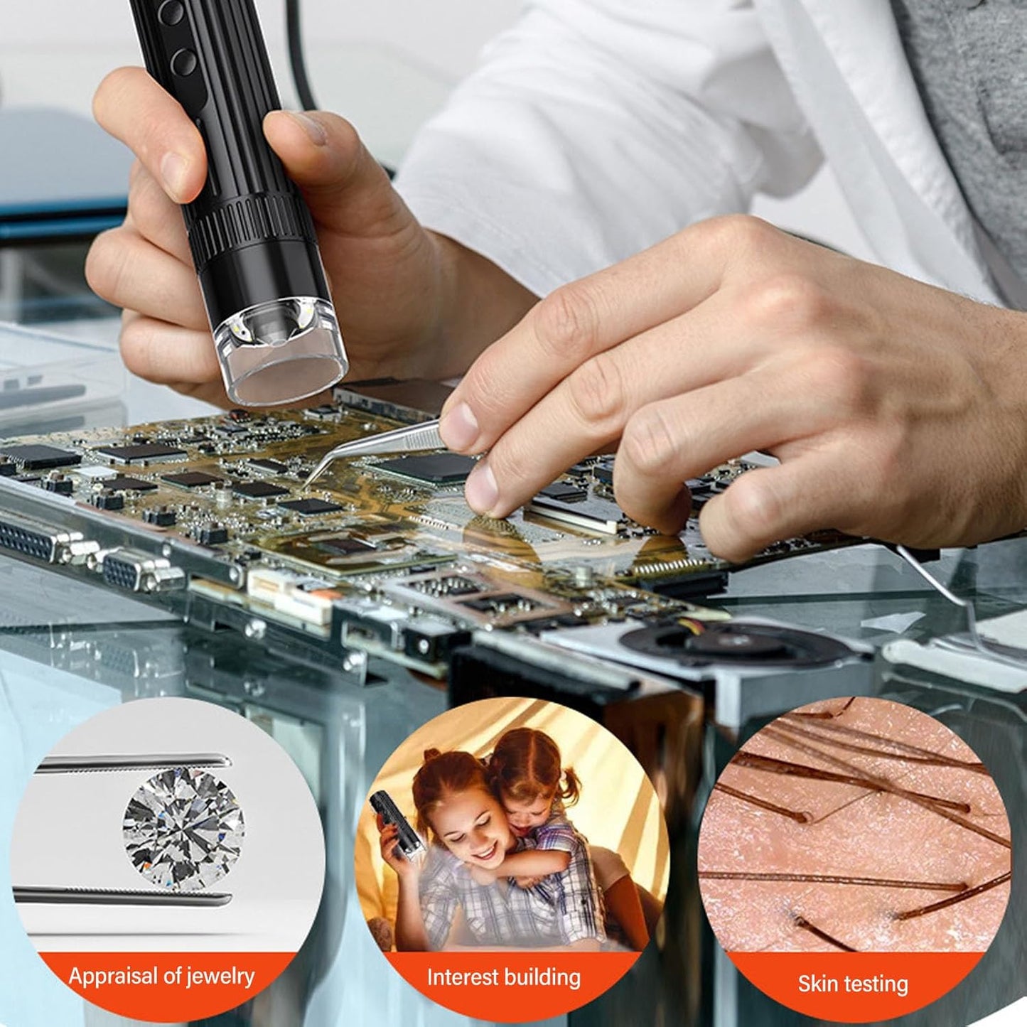 FHD WiFi Digital Microscope Handheld Inspection Camera for PCB & Electronics