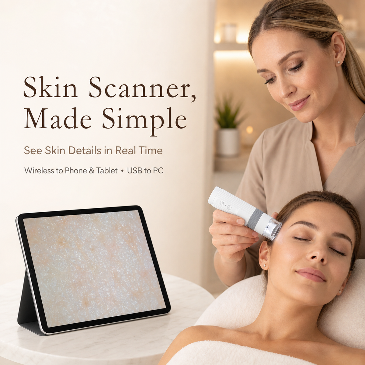 1080P WiFi Scalp & Skin Microscope for Beauty Consultation